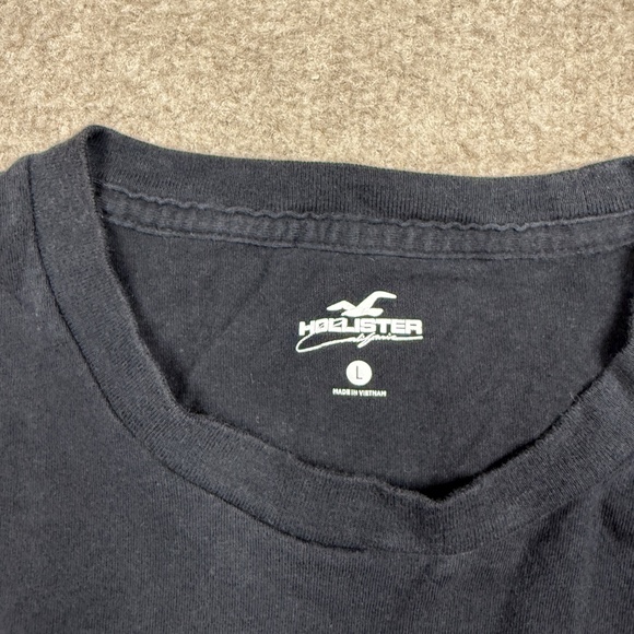 Hollister Graphic T Shirt Men's Size L Black Long Sleeve Crew Neck Casual - Picture 3 of 6